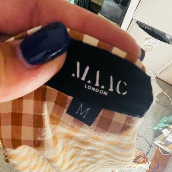 Maac London hull tie wrap shirt with puff sleeves and long wrap ribbon cotton m